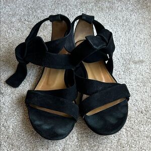 ba&sh Black Suede Ankle-Wrap Sandals EU 39